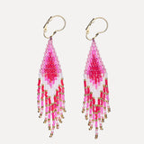 Beaded Fringe Earrings - Watermelon