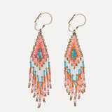 Beaded Fringe Earrings - Papaya